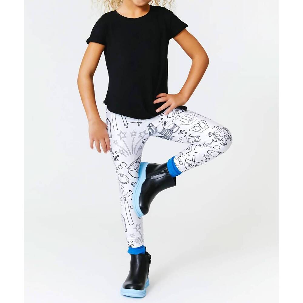NEW TEREZ girl's hanukkah coloring leggings in multi